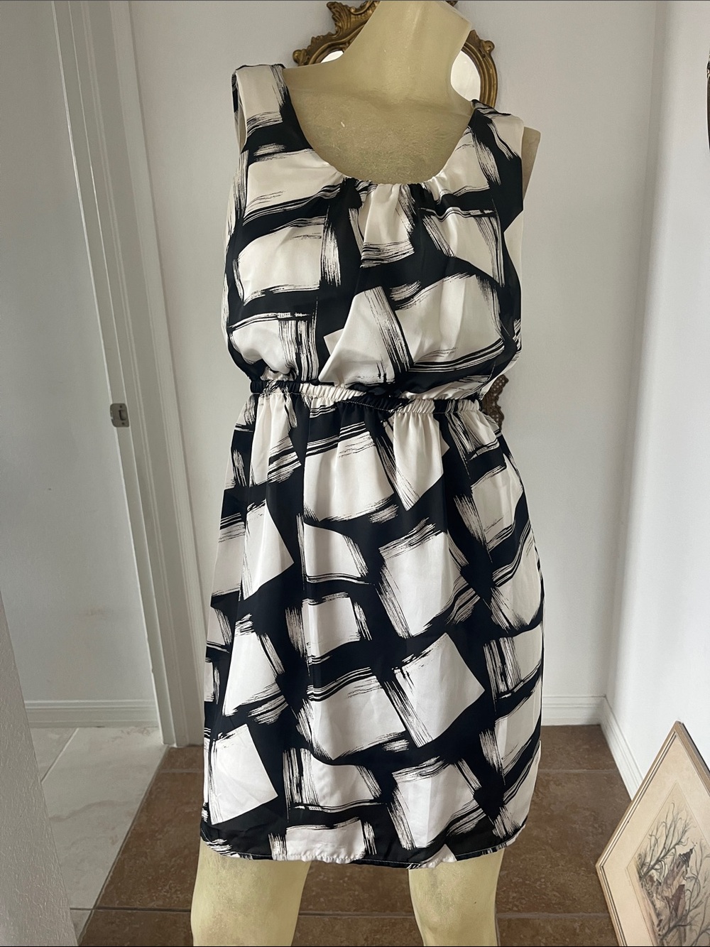 Cute Needle & Thread Black and White Brushstroke Dress
